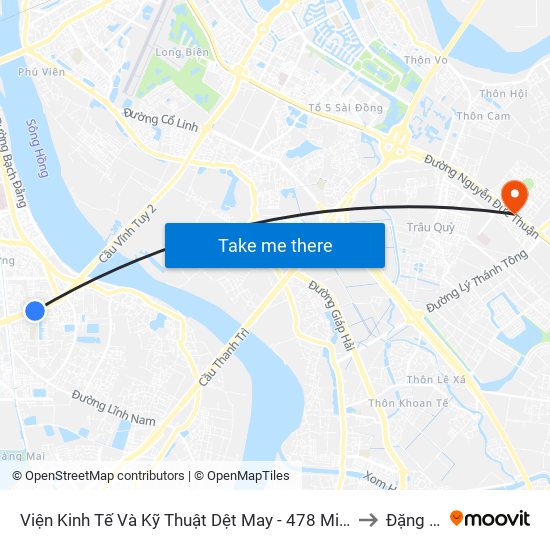 Viện Kinh Tế Và Kỹ Thuật Dệt May - 478 Minh Khai to Đặng Xá map