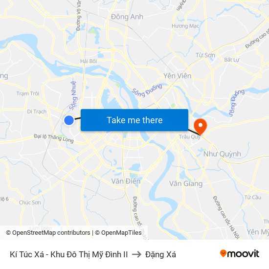 Kí Túc Xá - Khu Đô Thị Mỹ Đình II to Đặng Xá map