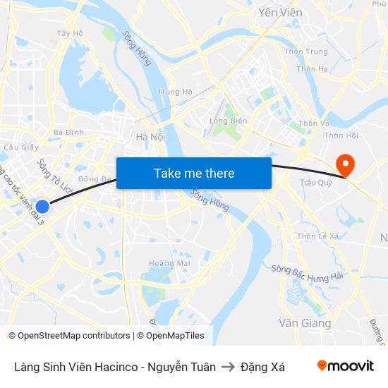 Làng Sinh Viên Hacinco - Nguyễn Tuân to Đặng Xá map