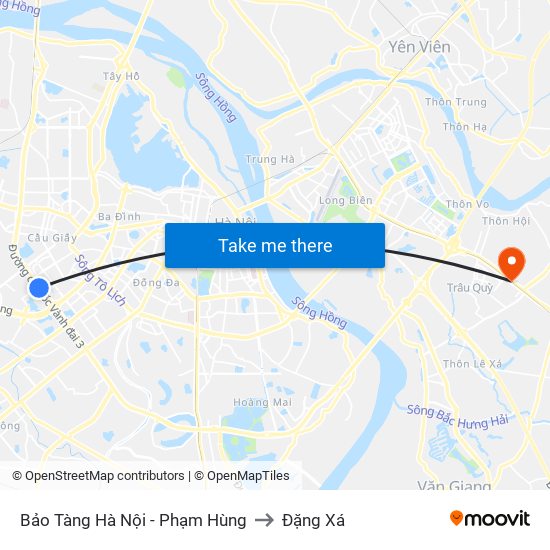 Bảo Tàng Hà Nội - Phạm Hùng to Đặng Xá map