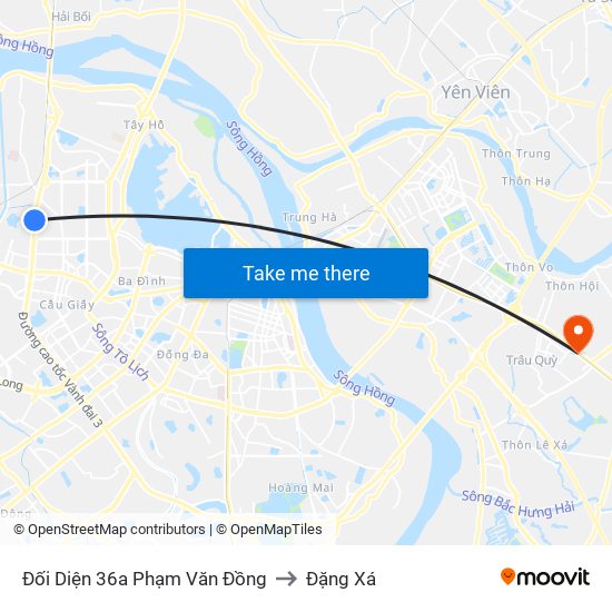 Đối Diện 36a Phạm Văn Đồng to Đặng Xá map