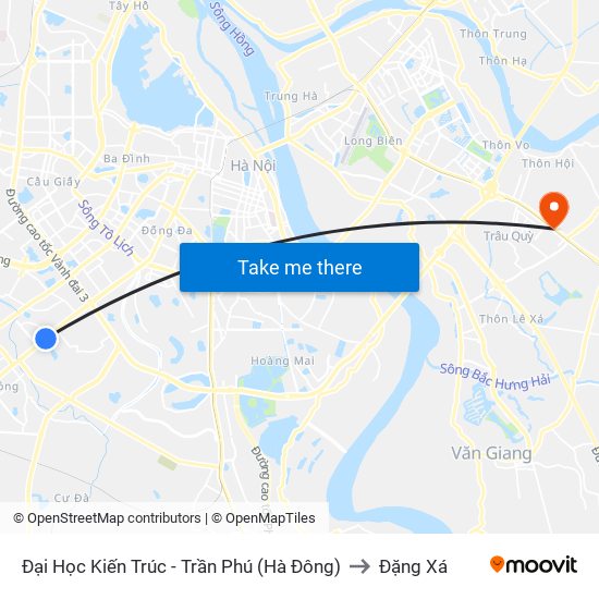 Đại Học Kiến Trúc - Trần Phú (Hà Đông) to Đặng Xá map