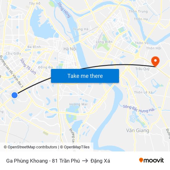 Ga Phùng Khoang - 81 Trần Phú to Đặng Xá map