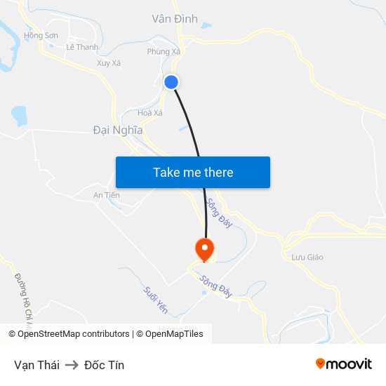 Vạn Thái to Đốc Tín map