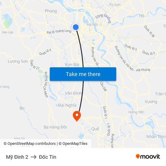 Mỹ Đình 2 to Đốc Tín map