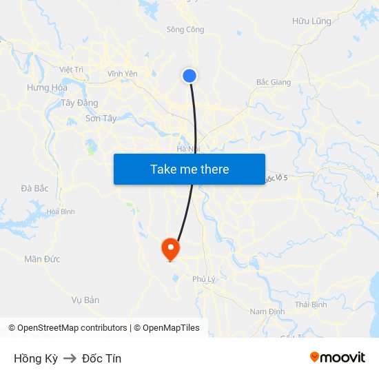 Hồng Kỳ to Đốc Tín map