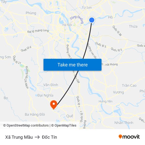 Xã Trung Mầu to Đốc Tín map