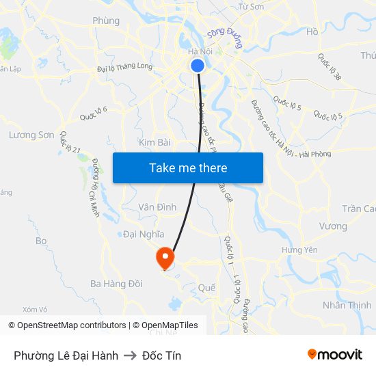 Phường Lê Đại Hành to Đốc Tín map