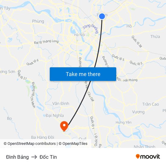 Đình Bảng to Đốc Tín map