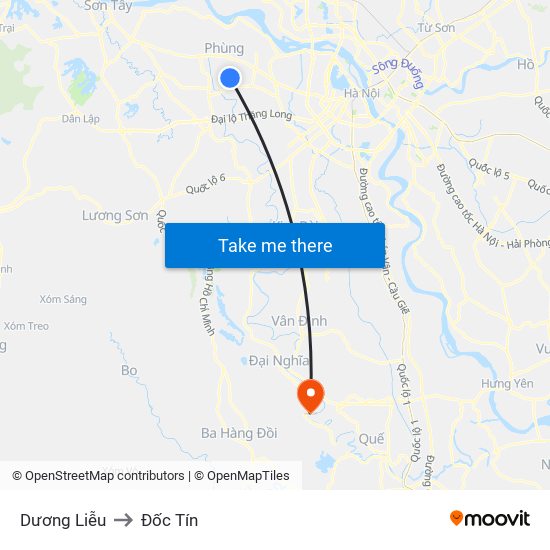 Dương Liễu to Đốc Tín map