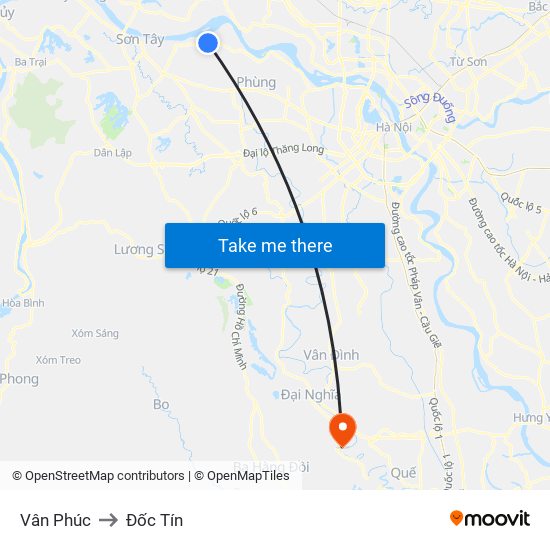 Vân Phúc to Đốc Tín map