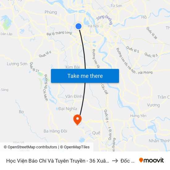 Học Viện Báo Chí Và Tuyên Truyền - 36 Xuân Thủy to Đốc Tín map