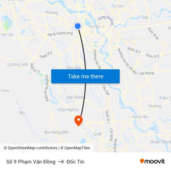 Số 9 Phạm Văn Đồng to Đốc Tín map