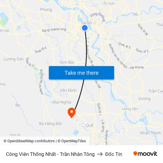 Công Viên Thống Nhất - Trần Nhân Tông to Đốc Tín map