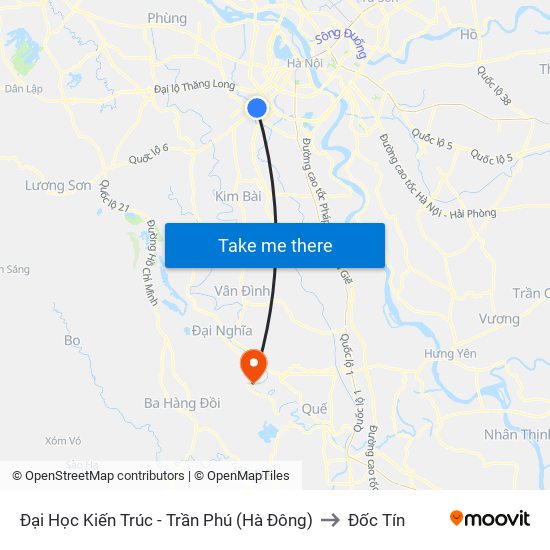 Đại Học Kiến Trúc - Trần Phú (Hà Đông) to Đốc Tín map