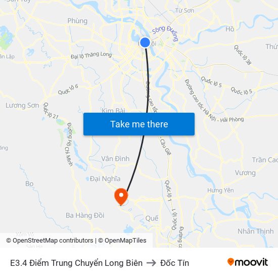 E3.4 Điểm Trung Chuyển Long Biên to Đốc Tín map