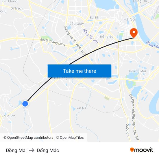 Đồng Mai to Đống Mác map