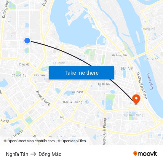 Nghĩa Tân to Đống Mác map