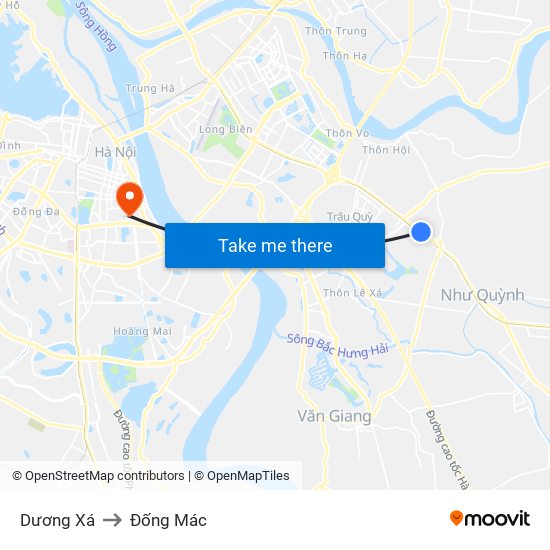 Dương Xá to Đống Mác map