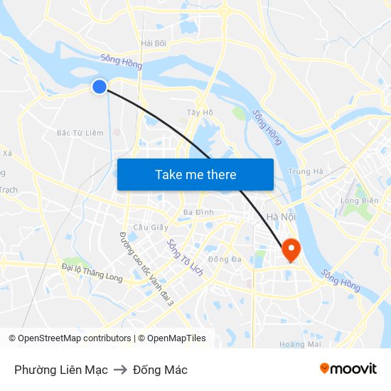 Phường Liên Mạc to Đống Mác map