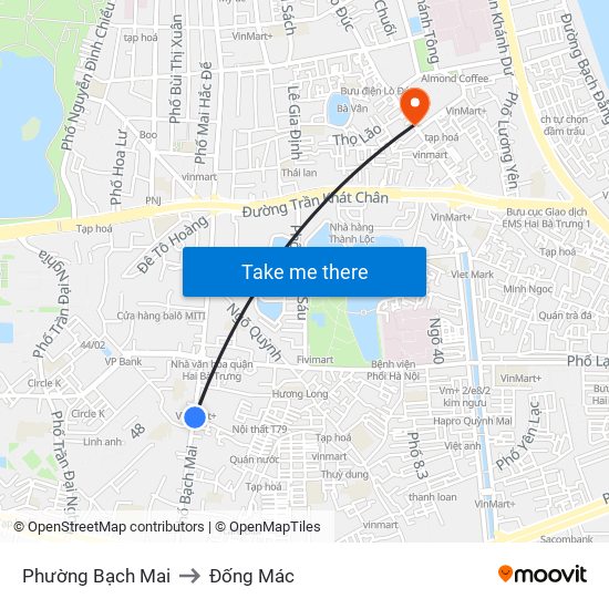 Phường Bạch Mai to Đống Mác map