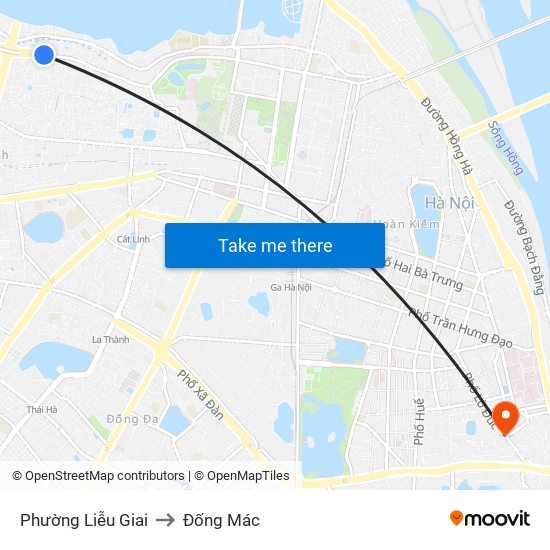 Phường Liễu Giai to Đống Mác map