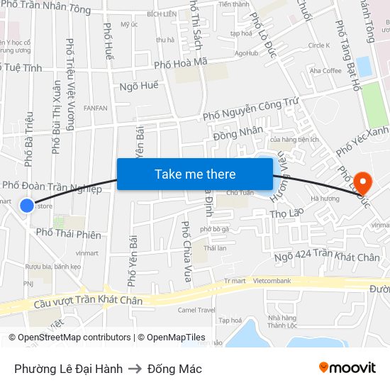 Phường Lê Đại Hành to Đống Mác map