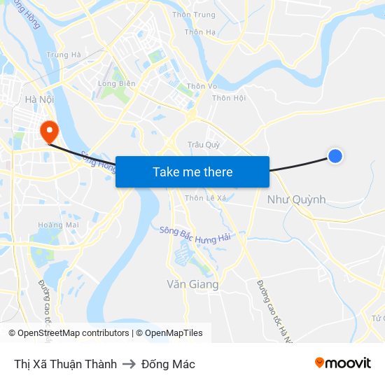 Thị Xã Thuận Thành to Đống Mác map