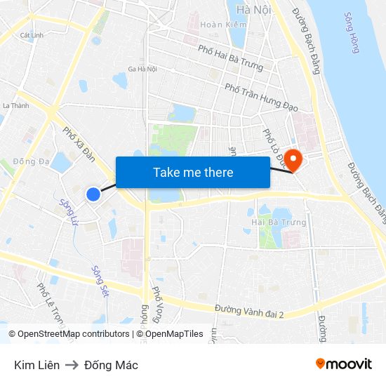 Kim Liên to Đống Mác map