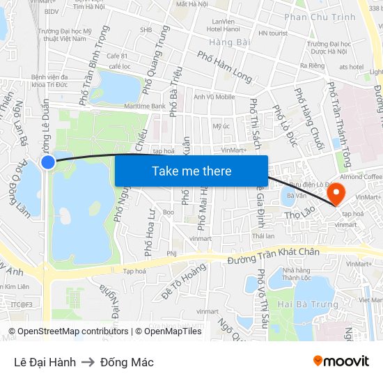 Lê Đại Hành to Đống Mác map