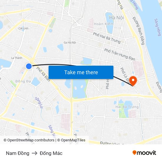 Nam Đồng to Đống Mác map