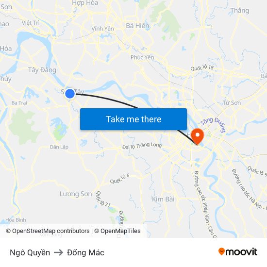 Ngô Quyền to Đống Mác map