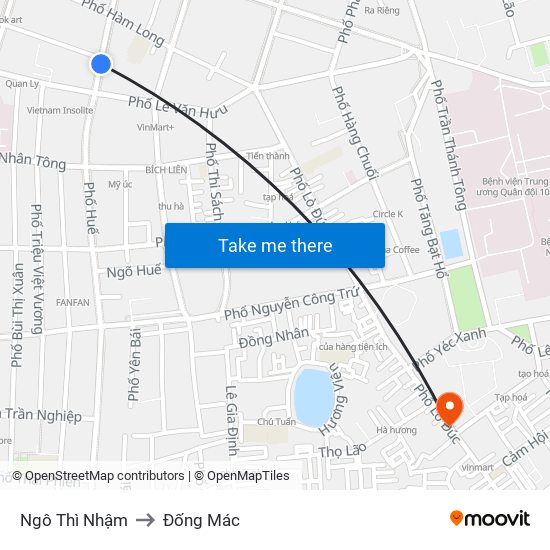 Ngô Thì Nhậm to Đống Mác map