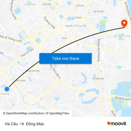 Hà Cầu to Đống Mác map