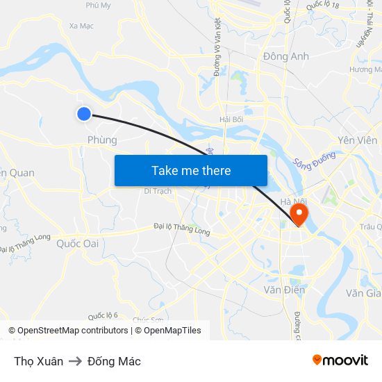 Thọ Xuân to Đống Mác map