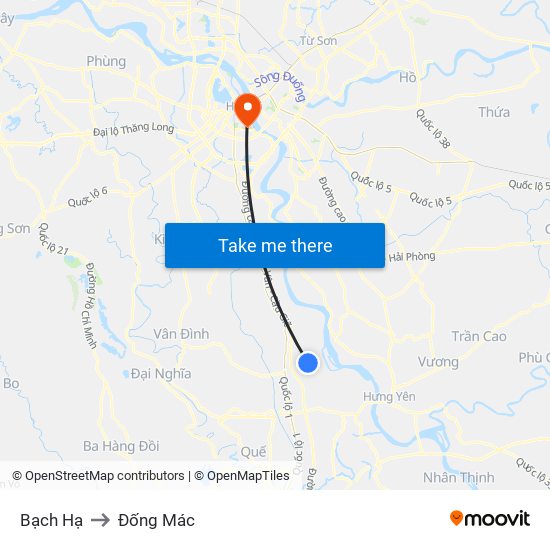 Bạch Hạ to Đống Mác map