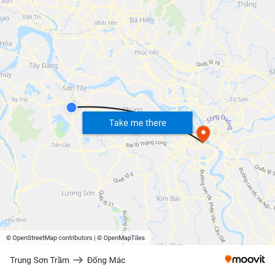 Trung Sơn Trầm to Đống Mác map