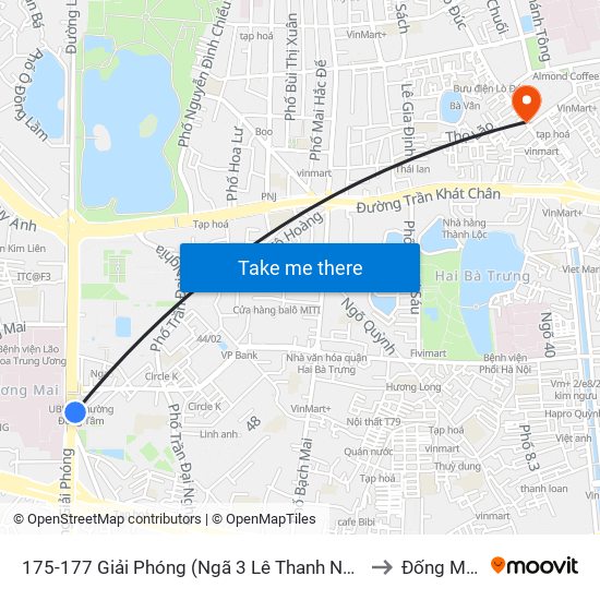 175-177 Giải Phóng (Ngã 3 Lê Thanh Nghị) to Đống Mác map