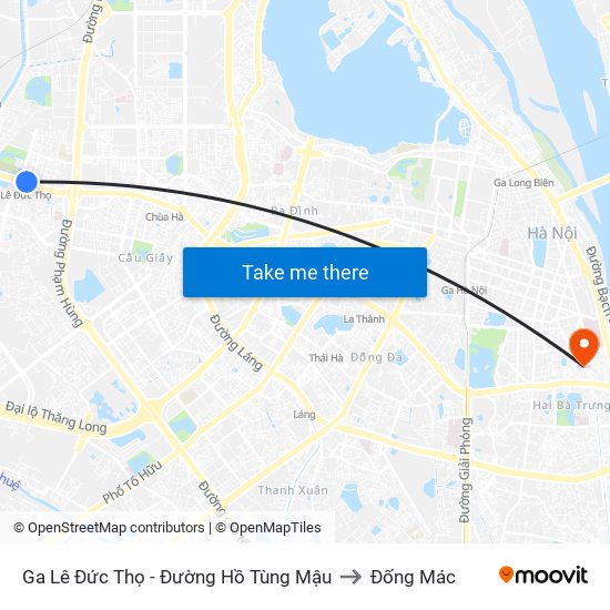 Ga Lê Đức Thọ - Đường Hồ Tùng Mậu to Đống Mác map