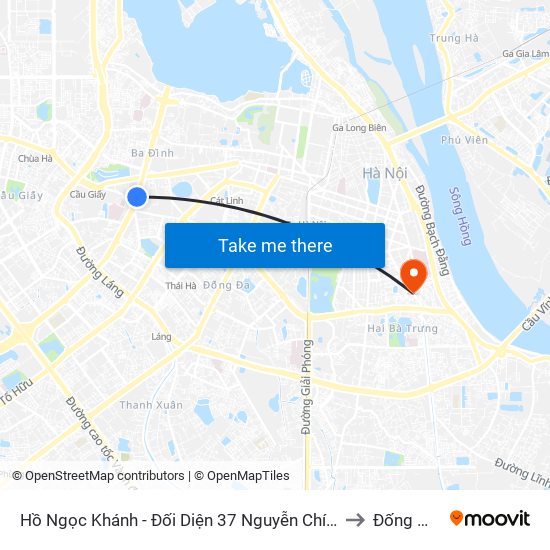 Hồ Ngọc Khánh - Đối Diện 37 Nguyễn Chí Thanh to Đống Mác map