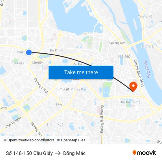 Số 148-150 Cầu Giấy to Đống Mác map