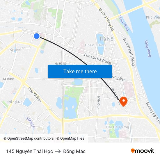 145 Nguyễn Thái Học to Đống Mác map