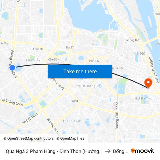 Qua Ngã 3 Phạm Hùng - Đình Thôn (Hướng Đi Phạm Văn Đồng) to Đống Mác map