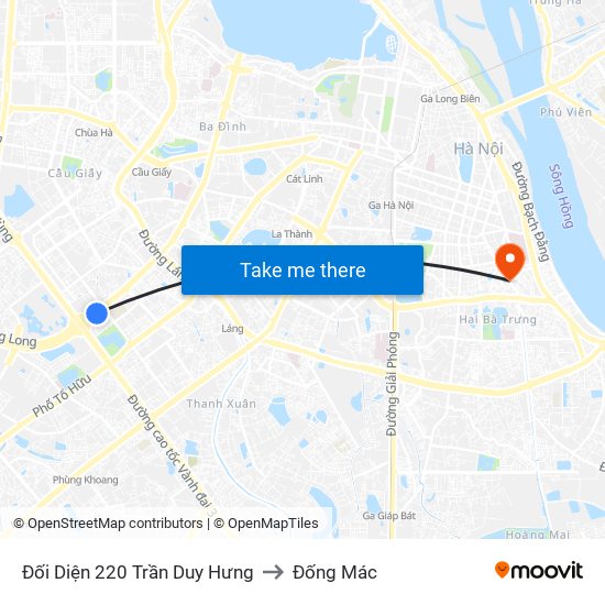 Đối Diện 220 Trần Duy Hưng to Đống Mác map