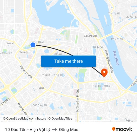 10 Đào Tấn - Viện Vật Lý to Đống Mác map