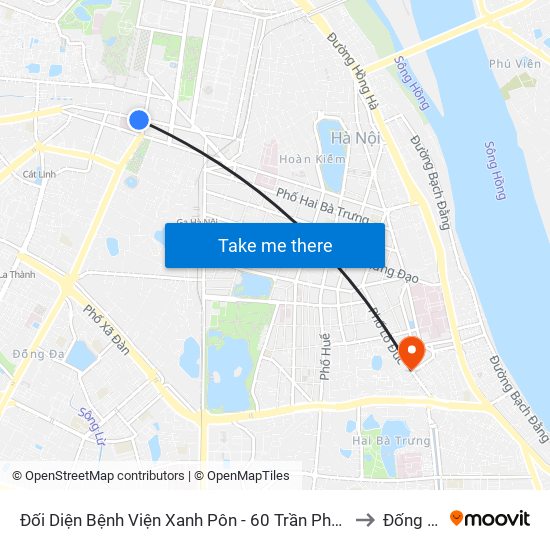 Đối Diện Bệnh Viện Xanh Pôn - 60 Trần Phú (Bộ Tư Pháp) to Đống Mác map