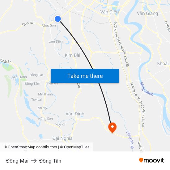 Đồng Mai to Đồng Tân map