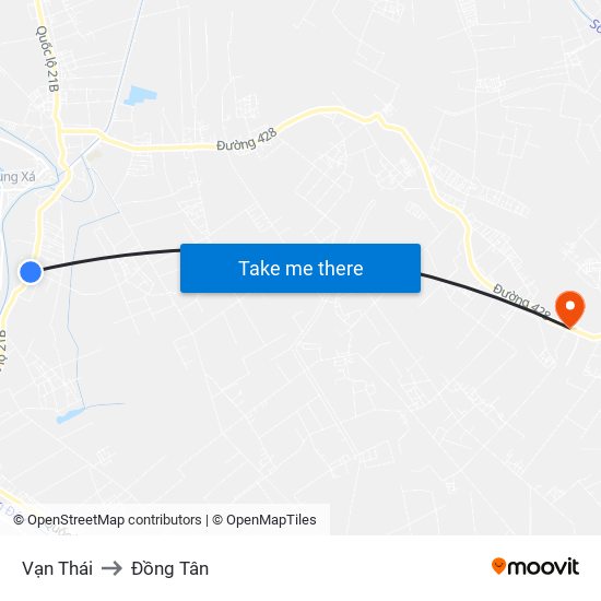 Vạn Thái to Đồng Tân map