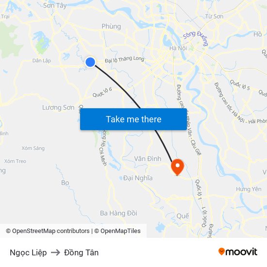 Ngọc Liệp to Đồng Tân map