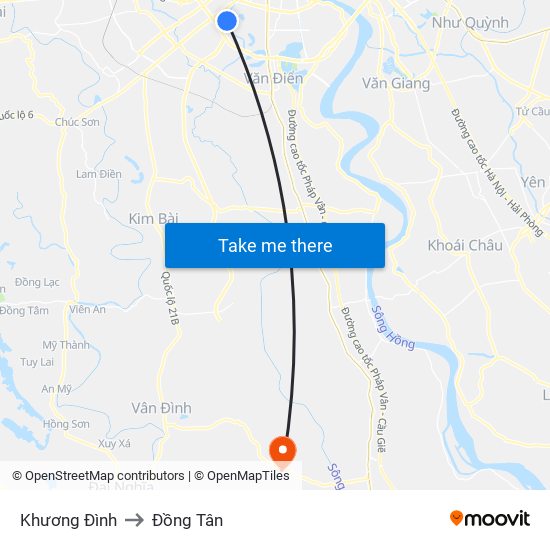 Khương Đình to Đồng Tân map